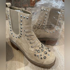 Karl Lagerfeld Paris studded combat boot 11m Breck Taupe